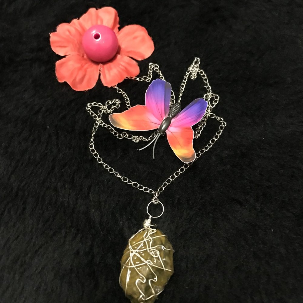 Wire Wrapped Unique Vintage Rare Boho One of a Kind Handmade Necklace